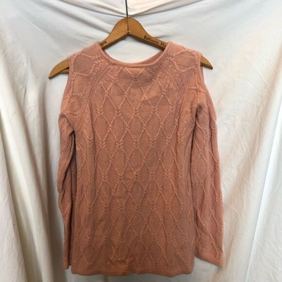 St. John's Bay Women’s Sweater Peach Crew Neck Cold Shoulder Size Small - Picture 2 of 7
